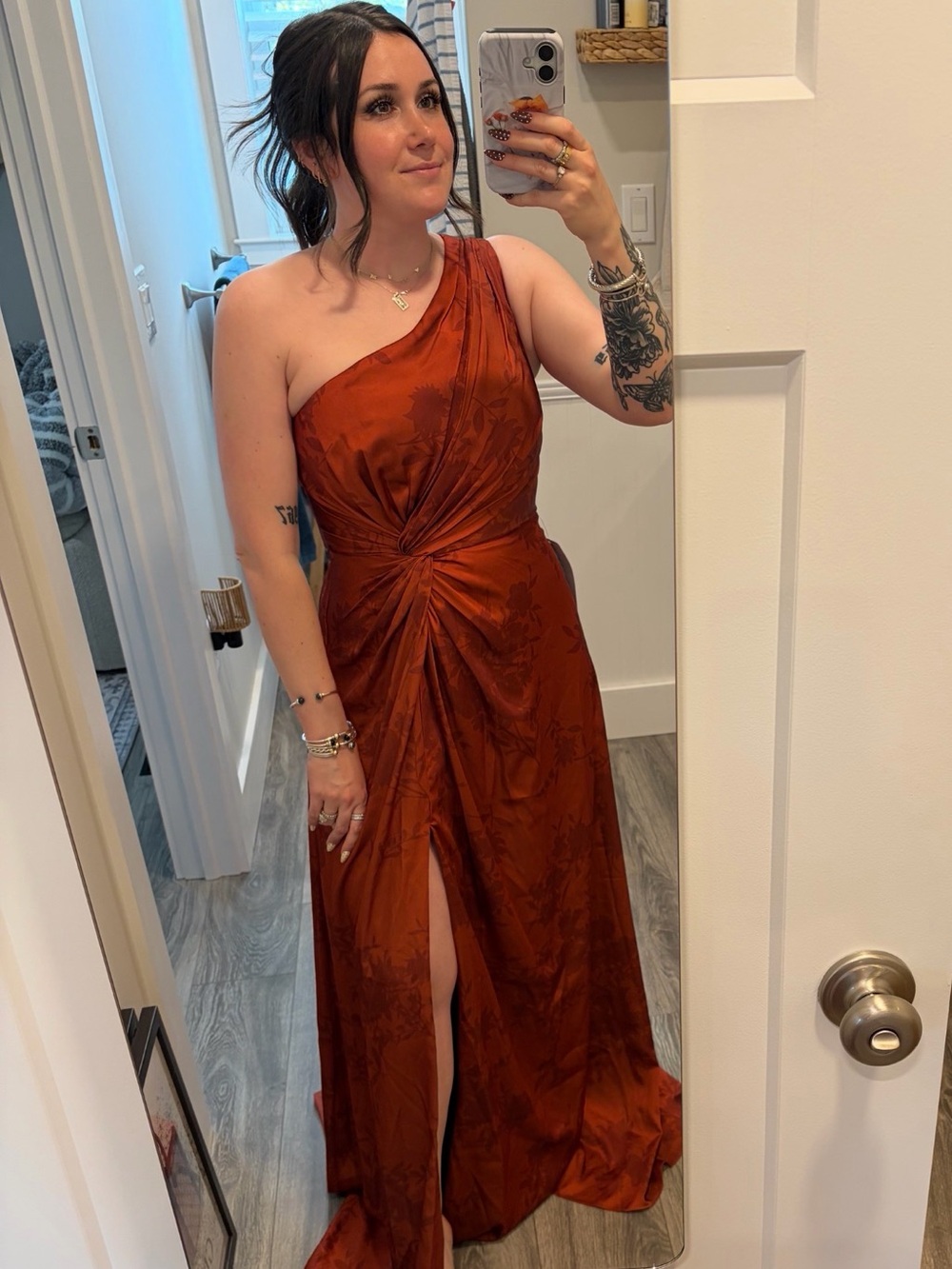 Azazie Brooke Burnt Orange Floral size 6